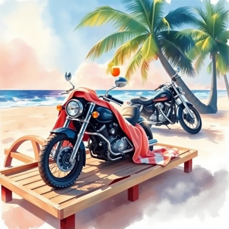 Illustration der Originalwebsite: Motorrad im Urlaub